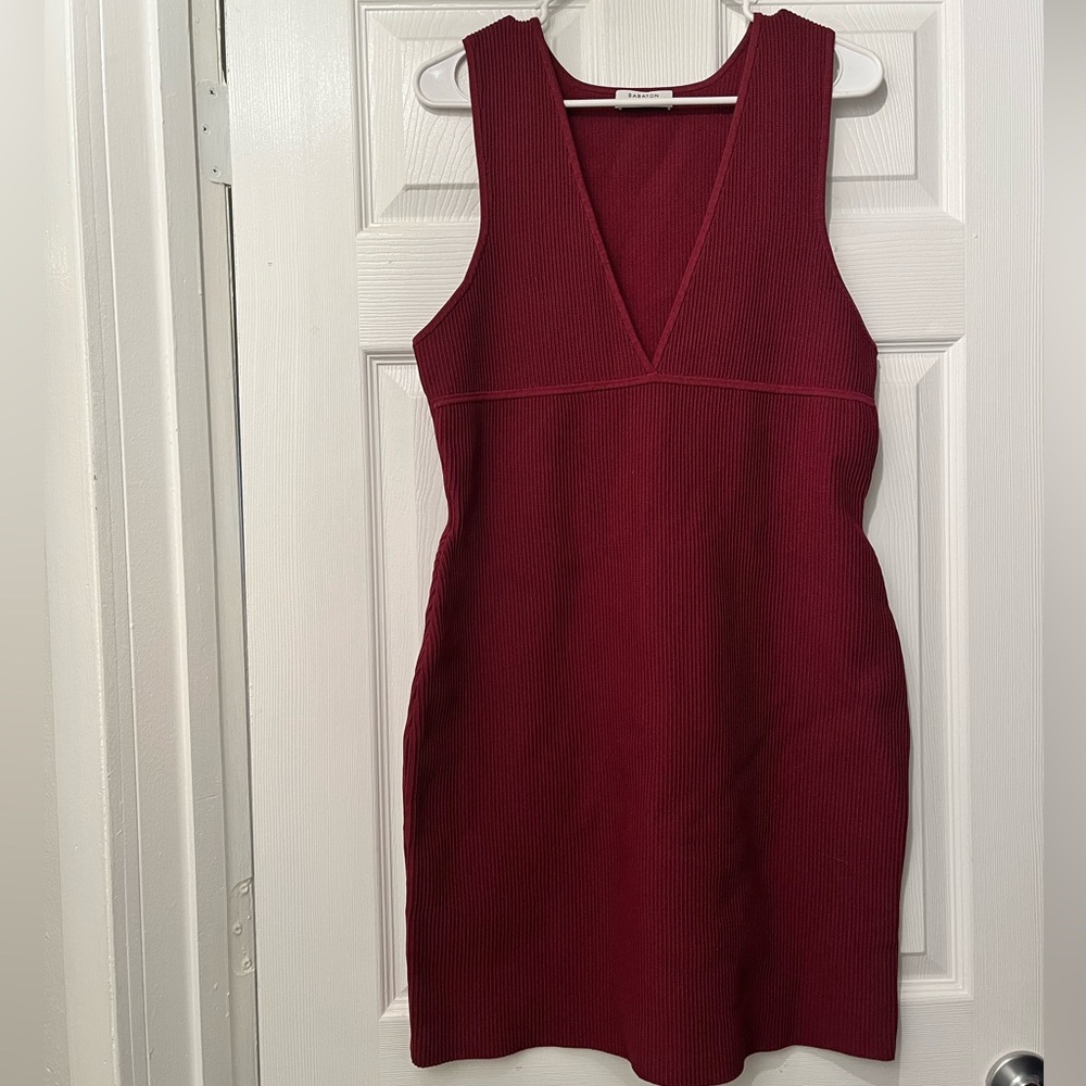 Babaton Red Sheath V-Neck Cocktail Dress